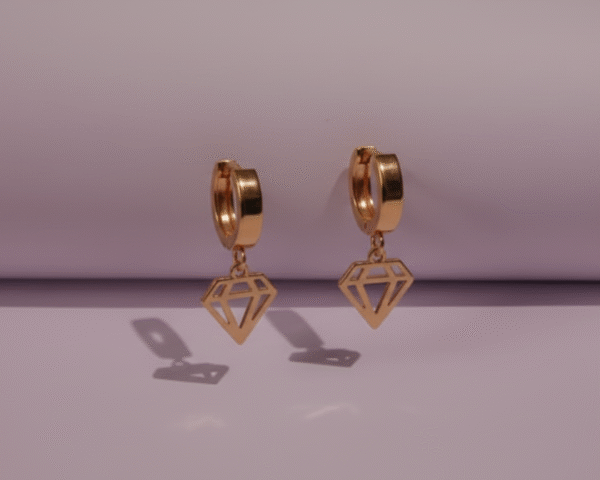 Stylish Stainless Steel Rose Gold Hoop Earrings with Diamond-Shaped Drop | Anti-Tarnish, Elegant Jewelry - Swifts Vibe