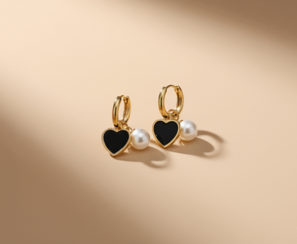 Swifts Vibe Stainless Steel Heart Earrings with Pearl | Anti-Tarnish, Waterproof Hoop Earrings for Women