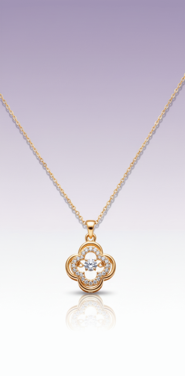 Gold-Plated Floral Pendant Necklace for Women – Waterproof Stainless Steel, Anti-Tarnish, Crystal Studded Elegant Jewelry | Swift Vibe