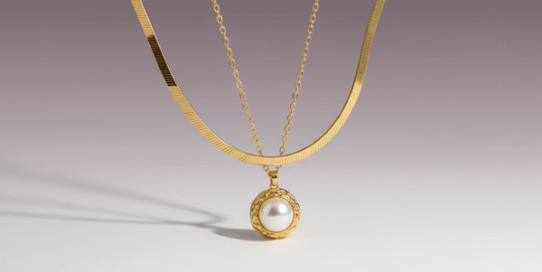 Gold Pearl Pendant Necklace for Women | Waterproof, Anti-Tarnish Stainless Steel Jewelry | Dual Chain Statement Necklace | Elegant Western & Ethnic Wear | Gift for Her | Swifts Vibe