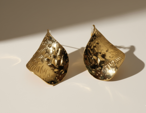 Swift Vibe Gold Stainless Steel Earrings with Textured Finish – Anti-Tarnish, Waterproof & Elegant Jewelry for All Occasions