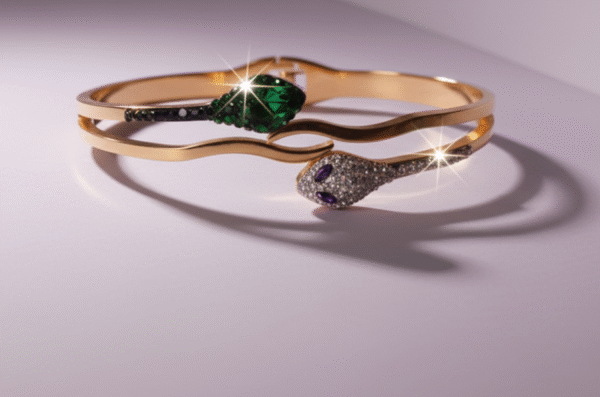 Elegant Snake Design Stainless Steel Bracelet with Green and Purple Gemstones | Anti-Tarnish, Durable Luxury Jewelry - Swifts Vibe