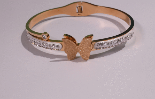 Elegant Butterfly Design Bracelet for Women | Stainless Steel | Anti-Tarnish | Waterproof | Stylish Party Wear Bangle with Crystals