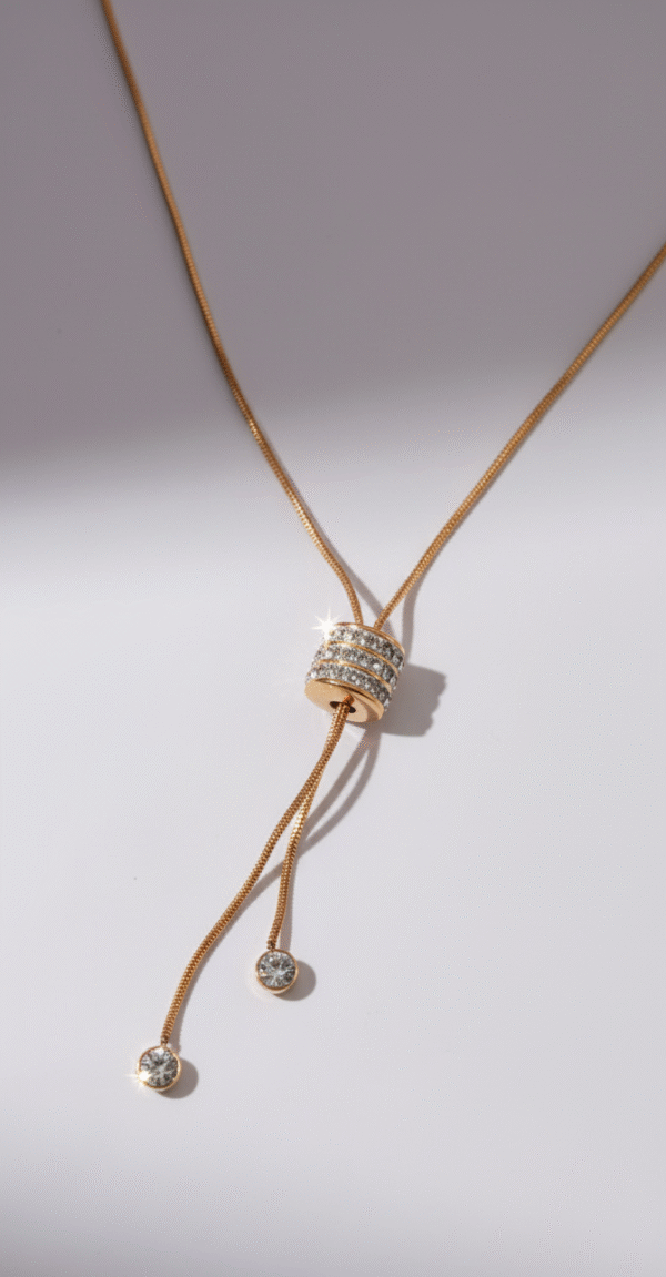 Gold-Plated Adjustable Necklace with Sparkling Crystal Accent - Waterproof Stainless Steel with Anti-Tarnish Coating | Swift Vibe