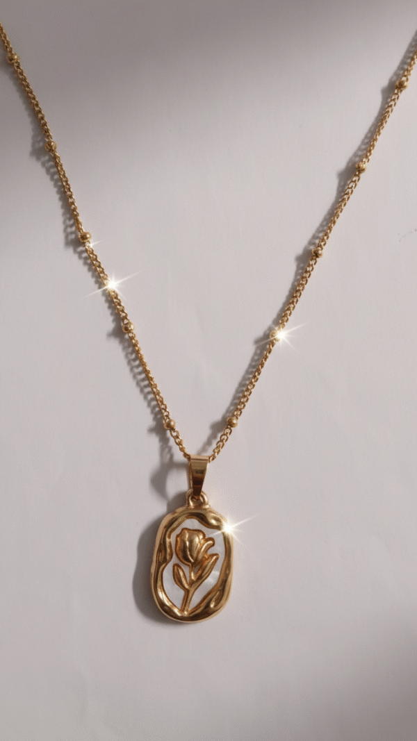 Gold Rose Pendant Necklace for Women– Waterproof Stainless Steel